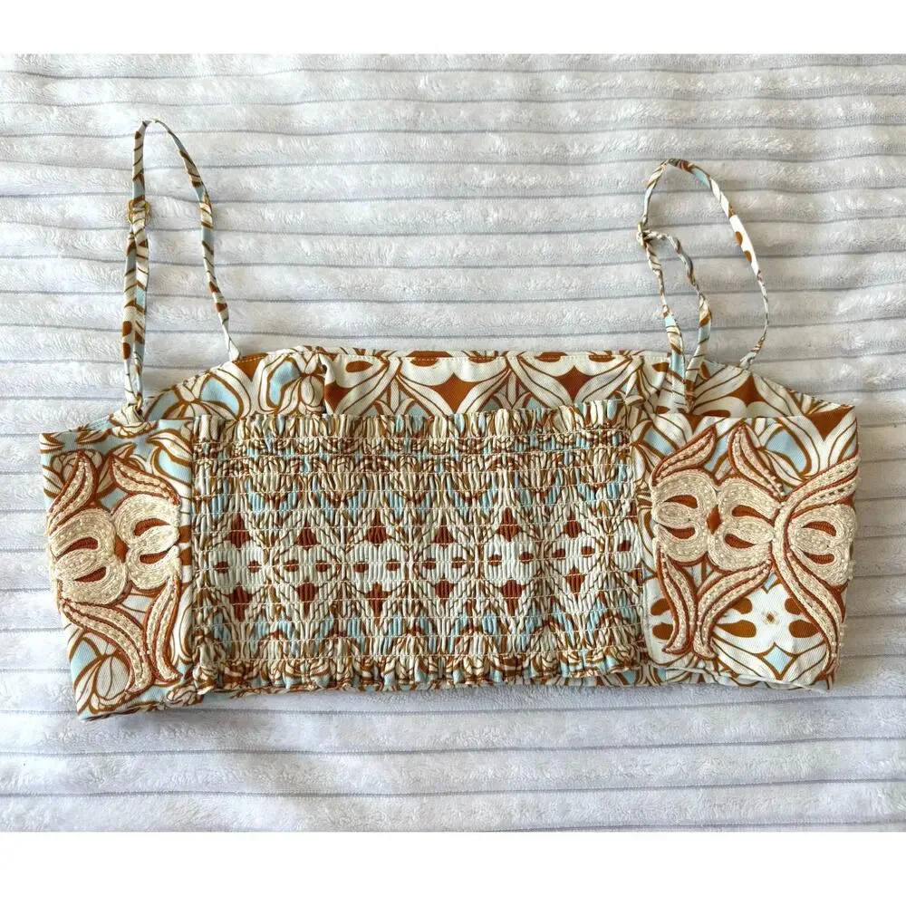 Agua by Agua Bendita NWT Calados Skirt Crop Top Set Large Macadamia Acara - Picture 11 of 16